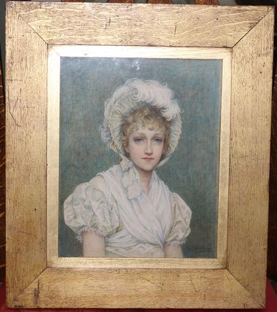 Georgina Frederica Terrell (neé Koberwein, 1853-1903) Stella, portrait of a young lady 10 x 8in.